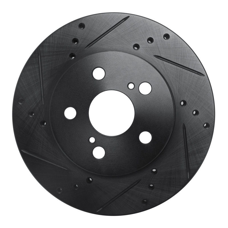 Toyota Prius Brake Rotor (1) - Front Left - R1 Concepts - Drilled & Slotted - Black - `16-`22